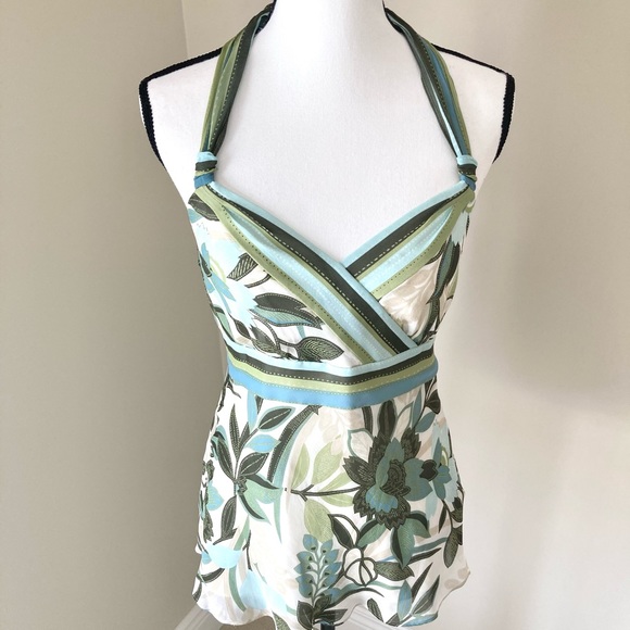 Ann Taylor Silk Ribbon Halter Top Floral Print 4 - Picture 4 of 11